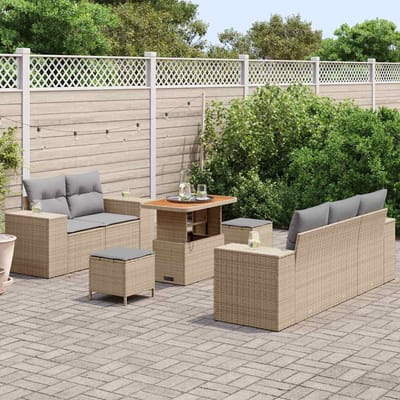 vidaXL - Tuinbank - Set - 8 - st - 8-Aantal - zitplaatsen - Beige - en - Lichtgrijs