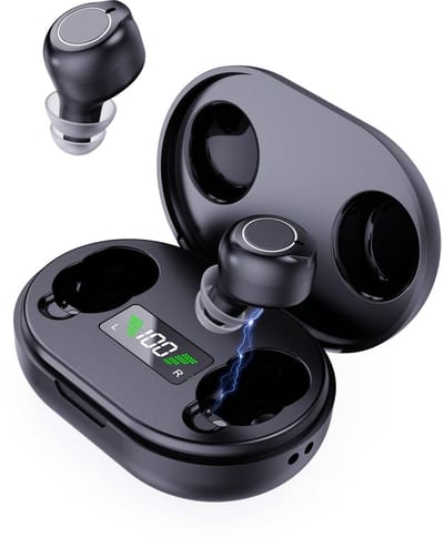 carmdering - Hoortoestel - Digitale Oordopjes - Versterker - 3,2 gram per stuk, 35 uur batterij - 4 volumeniveaus, 3 luistermodi - Met oplaadcase en LED-display - Touch bediening - Zwart - Voor ouderen en slechthorenden