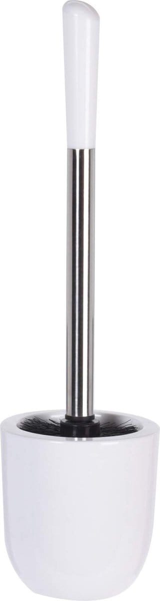 Dailygoods- WC-Borstelhouder met Roestvrij Stalen Handvat - Toiletborstel - Chroom-Look - Robuuste Nylon Borstelharen - 13x13x40 cm - Elegant Design