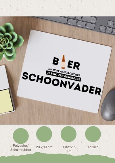 Akyol - bier, nu ik je aandacht heb je bent een geweldige schoonvader Muismat - Papa - schoonvader - vader cadeautjes - vaderdag - verjaardagscadeau - verjaardag - cadeau - geschenk - kado - gift - vader artikelen - 23 bij 19 cm