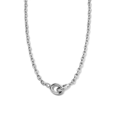 MIASOPHIA 4-MS22032 Stalen Schakel ketting - Ankerschakel met Twee grote Schakels - 11,2x23mm - 4mm Breed - 36+6cm Lengte - Staal - Zilverkleurig