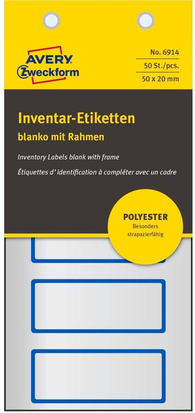 50x inventarisetiketten 50x20mm blanco blauw