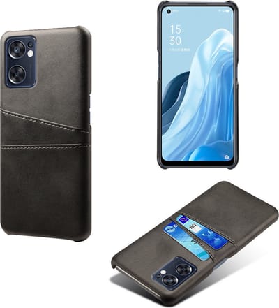 Back Cover met Opbergvakjes + PMMA Screenprotector voor OPPO Find X5 Lite _ Zwart