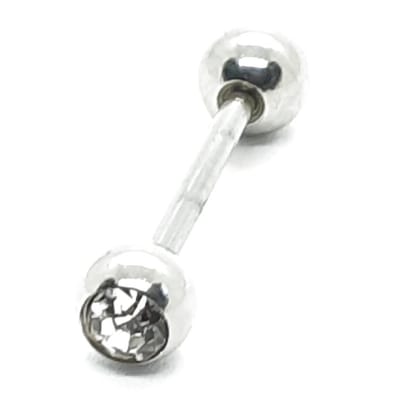 Tong Piercing - Zilver Met Steentjes