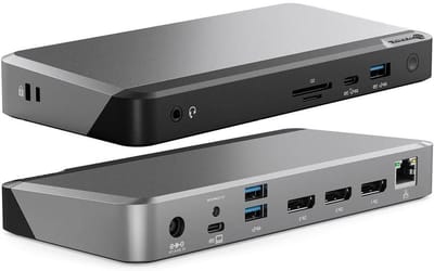 USB-C Docking Station - Drievoudig Scherm Hub - Productiviteit Vergroten - 11 Poorten - 4K @60Hz - Zilver