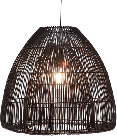 LM-Collection Tai Bel Hanglamp - Ø50x60cm - E27 - Zwart - Rotan - hanglampen eetkamer, hanglamp zwart, hanglampen woonkamer, hanglamp slaapkamer, hanglamp kinderkamer, hanglamp rotan, hanglamp hout, hanglamp industrieel