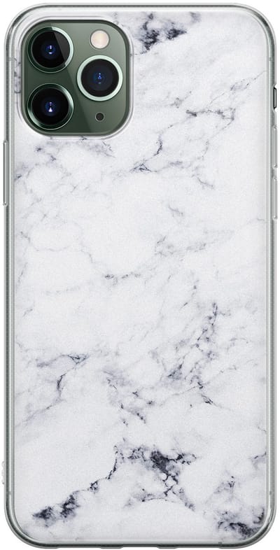 Leuke Telefoonhoesjes - Geschikt voor iPhone 11 Pro Max - Marmer grijs - Soft case - TPU - Grijs