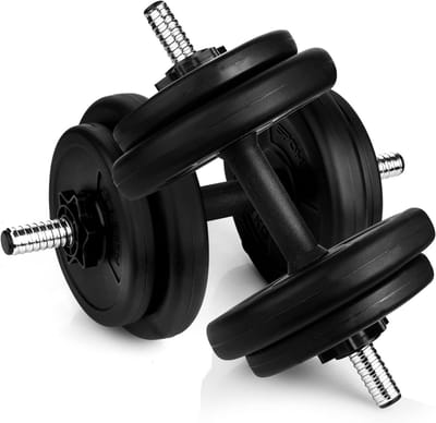 Spokey Hoogwaardige korte halterset, 7,5 kg, 10 kg, 15 kg, 20 kg, ideale halterset voor fitness en krachttraining thuis
