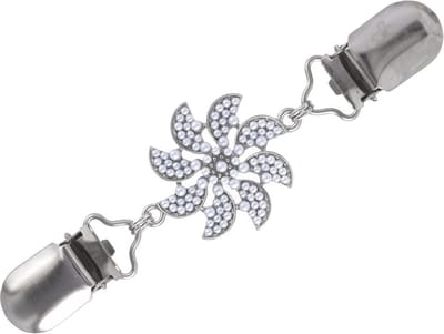 Fako Bijoux® - Luxe Vestsluiting - Vestclip - Sjaalspeld - Vestklem - Bloem - Mini Parels - Zilverkleurig