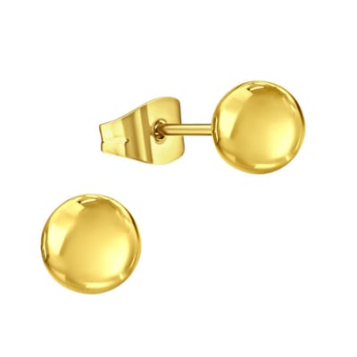 Aramat Jewels | Oorbellen | RVS Bolletjes Oorbellen Goudkleur 6mm - Tijdloze Ronde Oorstekers | | | |6mm | Staal | Kinderen, Volwassenen | Verkleurd niet