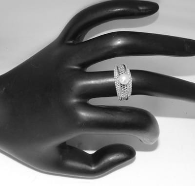 Hetty'S - Elegant in elk opzicht - handgemaakte - sterling zilveren - ring met Akoya parel -Maat 17