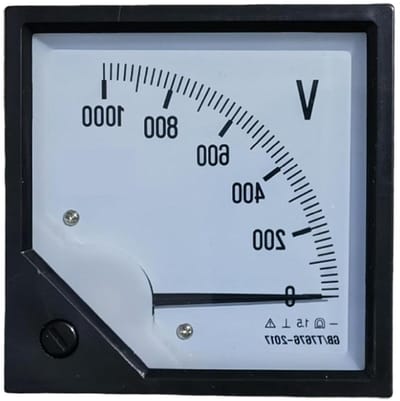 Analoog Voltmeter Paneel - Spanningsmeter Elektrisch - Elektrische Metingen - Nauwkeurigheidsklasse 15 - 80 x 80 mm - Wit
