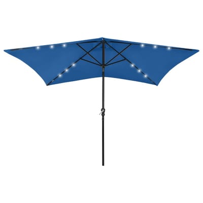 vidaXL - Parasol - met - LED's - en - stalen - paal - 2x3 - m - azuurblauw