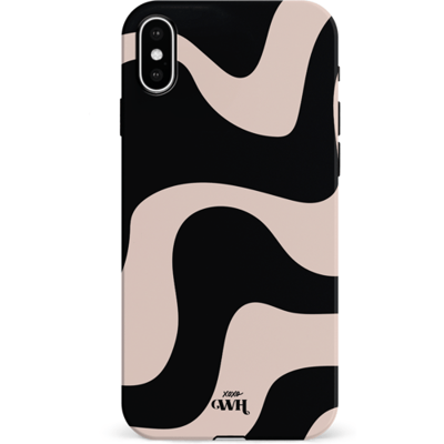 xoxo Wildhearts telefoonhoesje geschikt voor iPhone X / iPhone Xs - Ride With Me - Double Layer - Beschermhoes met golvend patroon - Luxe hard case - zwart en beige