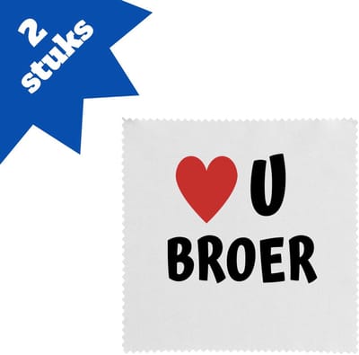 Akyol - love u broer brillendoekjes - Broer - de liefste broer - verjaardag - cadeautje voor broer - broer artikelen - kado - geschenk - 17,8 bij 17,8 cm - 2 stuks