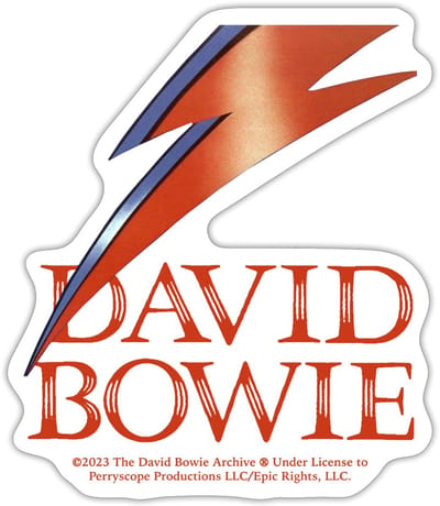 David Bowie Rode Belettering Met Flash Sticker maat S (10 x 10 cm)