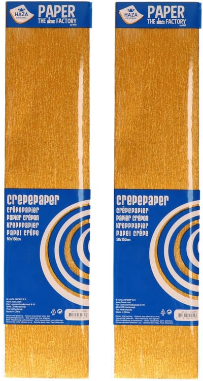 Crepe alu papier plat glitter goud - 2x - 150 x 50 cm - Knutselen met papier - Knutselspullen
