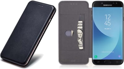 Hoesje geschikt voor Samsung Galaxy J3 (2017) Book Case Hoesje Zwart - Portemonnee Hoesje Kunstleer met Siliconen Houder - Flip Cover 360° Bescherming