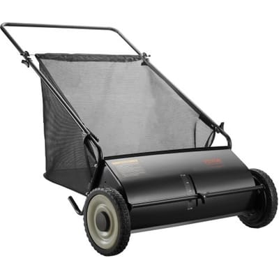 VEVOR Handgrasmaaier, 66 cm maaibreedte, handmatige grasmaaier, 198 liter opvangbak, kooimaaier, 142 x 81 x 75 cm, verstelbare handkooimaaier voor het opvegen van bladeren, grasmaaisel en kleine takjes.