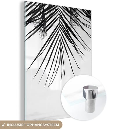 MuchoWow® Glasschilderij 120x160 cm - Schilderij acrylglas - Palm - Zomer - Bladeren - Tropical - Foto op glas - Schilderijen