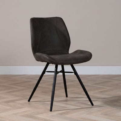 Bronx71® Industriële eetkamerstoel Barrel zwart/antraciet eco-leer - stoel