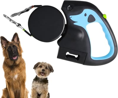 longziming -Verstelbare Hondenriem - Geïntegreerd Led-licht - Tot 3 Meter Uitrekbaar - Ergonomische Greep - 1 Stuk - Voor Wandelen Joggen En Hiking Blauw