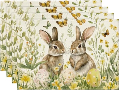 Mode Vlinders bloemen paaseieren konijnen Pasen Set van 4 placemats lente keuken tafel decoratie indoor vakantie party decor 30x45 cm