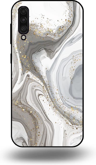 Smartphonica Telefoonhoesje geschikt voor Samsung Galaxy A50s met marmer opdruk - TPU backcover case marble design - Zilver geschikt voor Samsung Galaxy A50s