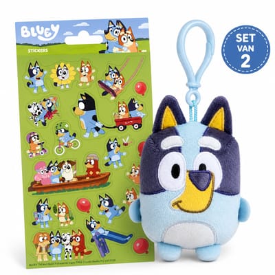 Bluey Bag Clip (Bluey) + Stickers – Cadeaupakket – Sleutelhanger Cadeau