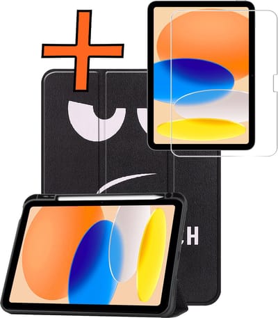 Hoesje - Geschikt voor Apple iPad A16/A18 (2025/2026) - 11 inch (11e & 12e generatie) - Met Screenprotector - Trifold Bookcase - Hard Cover Case - Met Uitsparing Geschikt voor Apple Pencil - Hardcover Book - Tablet Hoes - Don't Touch Me