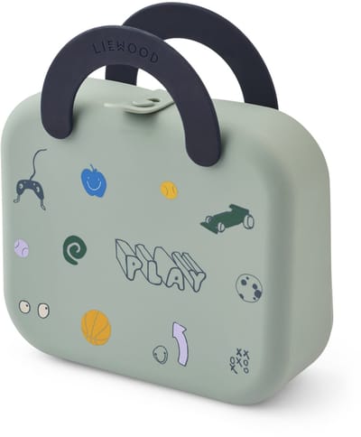 Liewood Elara opvouwbare lunchbox - Play / Dusty Peppermint - 15x18x7 cm