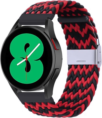 By Qubix - Braided nylon bandje - Rood / zwart - Geschikt voor Xiaomi Mi Watch / Geschikt voor Xiaomi Watch 2 / Geschikt voor Xiaomi Watch S1 / S2 / S3 / S4 (47mm)