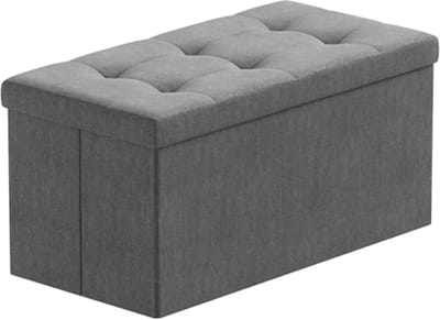 Opvouwbare Linnen Bank met Opbergruimte - Donkergrijs 76x38x38 cm