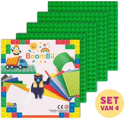 Bouwplaat groen - geschikt voor DUPLO - set van 4 bouwplaten - BoomBii