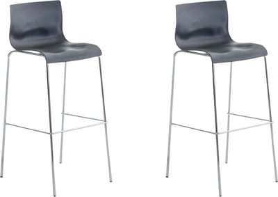 CLP Hover Set van 2 barkrukken - Kunststof grijs chroom