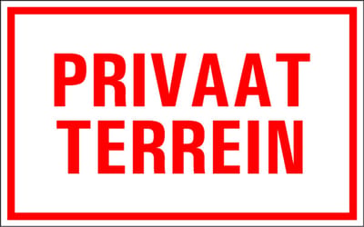 Privaat terrein tekstbord - kunststof 400 x 250 mm