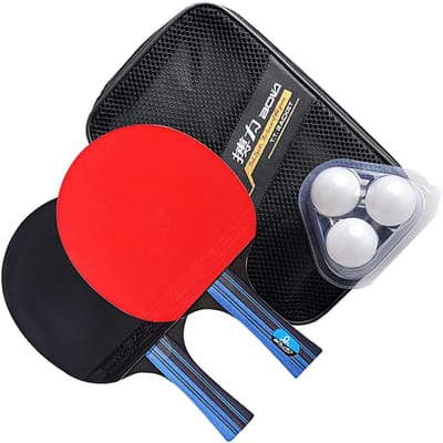 Tafeltennis Set - Pingpong Batjes - Beginners Training - Comfortabele Handgreep - 25X15CM - Zwart Rood