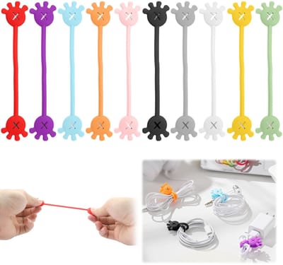 Dailygoods- Magnetische Kabelbinders - 10 Stuks - Siliconen - Herbruikbaar - Elastisch - Kleurrijk - Bestand tegen Extreme Temperatuur