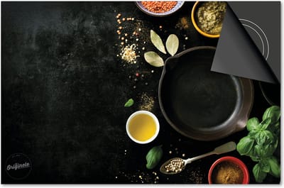 Inductie beschermer 60x60 - afdekplaat inductie mat - Dietrix Kookplaat beschermer - Exclusief - Kruiden en Lepels - Pan Pesto Kruiden