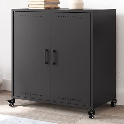 Stalen Dressoir - Halkast Commode - Ruimte Organiseren - Met Verrijdbaar - 72 cm Hoog - Zwart