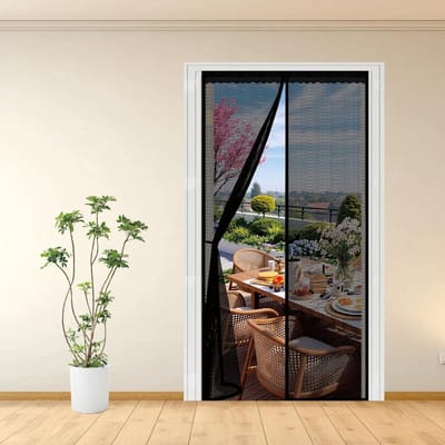 Magnetisch Gordijn 75 x 227 cm Cierre Automático con Imanes y Pesos, Taladrar Fácil de Instalar Mantiene, Magnetisch Vliegengordijn Voor Deur for Bedroom, Zwart