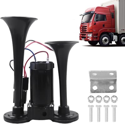 Krachtige Dubbele Luchthoorn 12V met Compressor voor Vrachtwagen, Auto en Motor