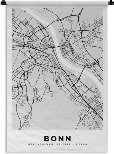Wandkleed - Wanddoek - Duitsland - Stadskaart - Plattegrond - Bonn - Kaart - 120x180 cm - Wandtapijt