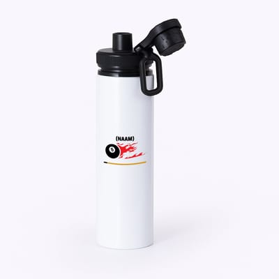 Hacebo® - Biljart met eigen naam waterfles met draaidop zwart - Biljart - Biljarter - Sport - water fles - 850ML