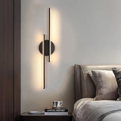 Moderne zwarte led-wandlamp 24W met warm wit licht voor slaapkamer en woonkamer