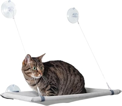 Famanu – Vensterbed voor katten, zacht raamkussen voor vensterbank, beige