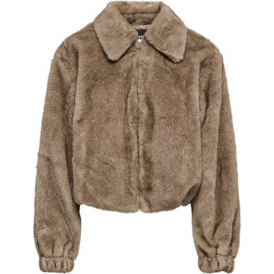 Only Jas Onlmadelina Faux Fur Jacket Otw 15373155 Taupe Gray Dames Maat - L
