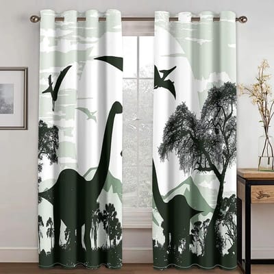 Cartoon Dinosaurus Hoge Schaduw Bescherming Gordijn 3D Digitale Print Slaapkamer Kinderkamer Woonkamer Verduisterend Gordijn Diverse Patronen W55 X H120cm X 2&HOOK