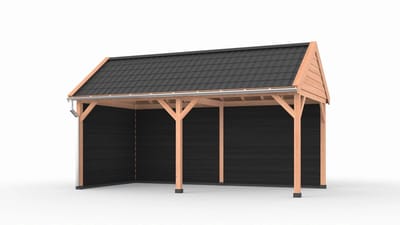 Douglas overkapping zadeldak, 600 x 300, met achterwand en zijwand, Westwood Ruiter Basic