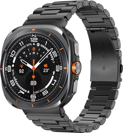 Bandz Stalen schakel band 'Deluxe' - luxe metalen bandje geschikt voor Samsung Galaxy Watch Ultra 2 (2026) / Ultra (2024/2025) - inclusief horloge inkort set (zwart)